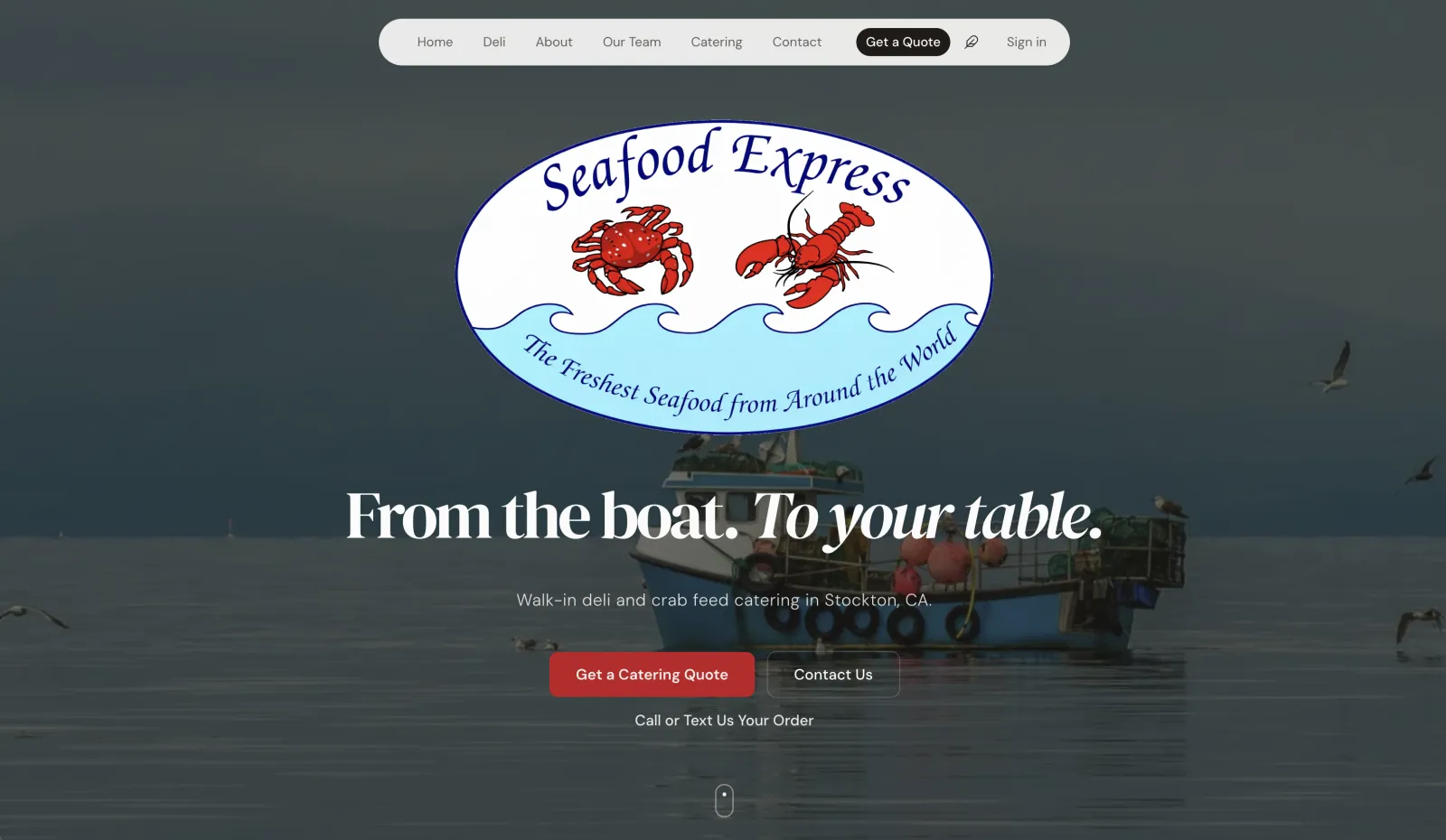 Stockton Seafood Express website